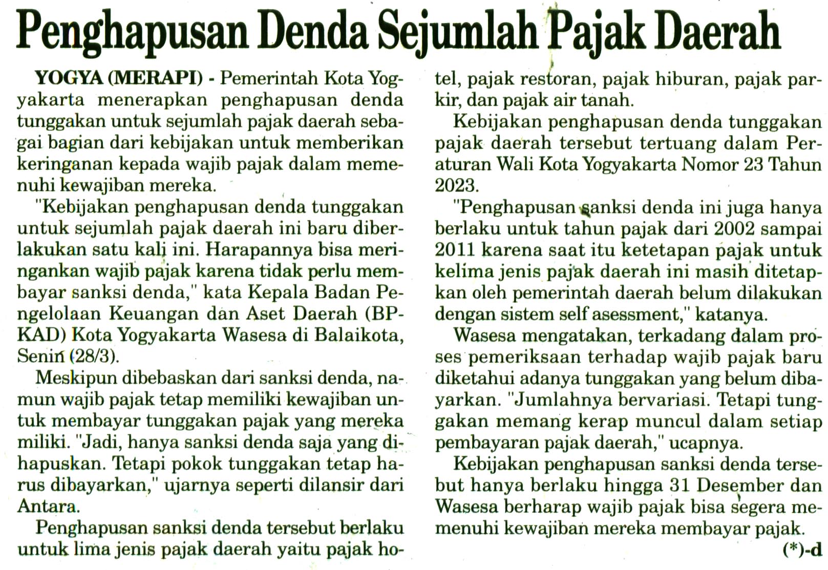 Kliping jogja terbaru